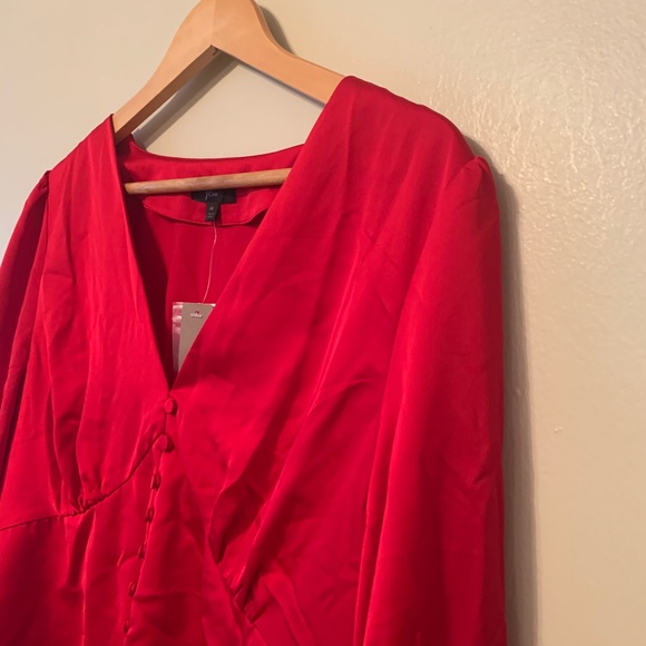 J. CREW Red Satin Blouse Crepe NWT - Picture 5 of 6